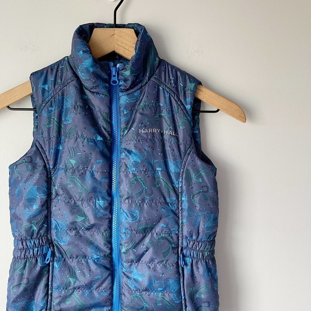 Harry Hill Child Equestrian Blue Horse Vest Size 7/8